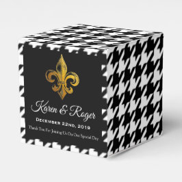 CAJA PARA REGALOS ESTAMPADO DE HOUNDSTOOTH FLEUR DE LIS PERSONALIZAD