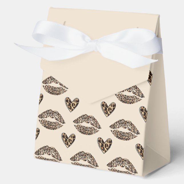 Caja Para Regalos Estampado de leopardo beige y negro chic (Anverso)