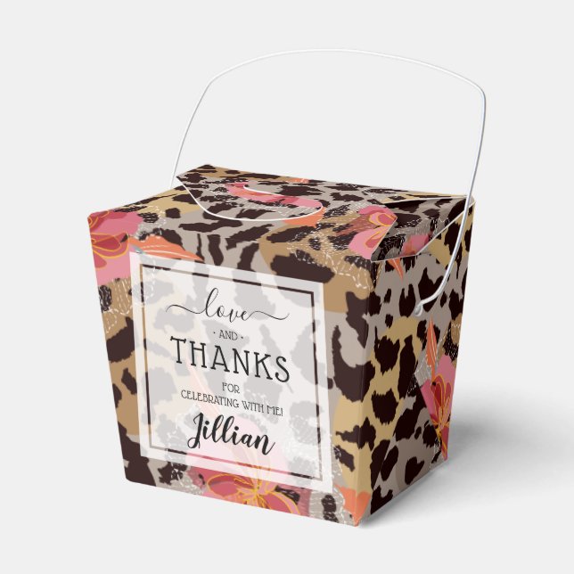 Caja Para Regalos Estampado de leopardo floral rosa (Front Side)