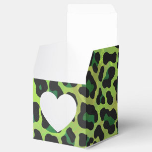 Caja Para Regalos Estampado de leopardo negro y verde