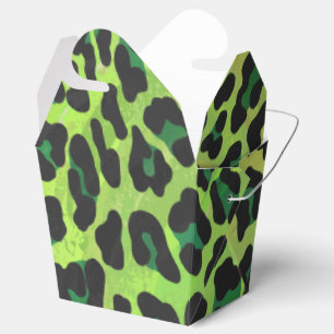 Caja Para Regalos Estampado de leopardo negro y verde