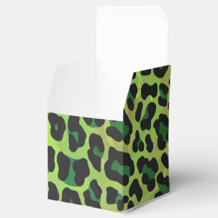 Caja Para Regalos Estampado de leopardo negro y verde