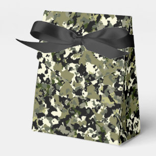 Caja Para Regalos Estampado de Patrón de Camuflaje Verde Negro Crema