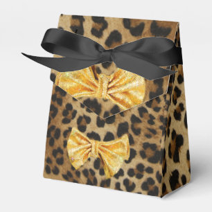 Caja Para Regalos Estampado leopardo femenino con el arco del oro de