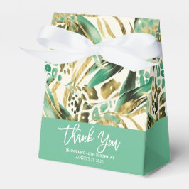 Caja Para Regalos Estampado Verde y Dorado de Huellas de Pelo de Ani