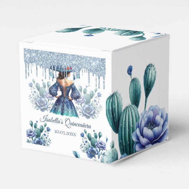 Caja Para Regalos Estilo mexicano personalizado Quinceañera Royal Bl (Costado Anverso)