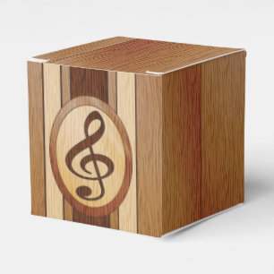 Caja Para Regalos Estiloso Faux Wood Treble Clef Inlay