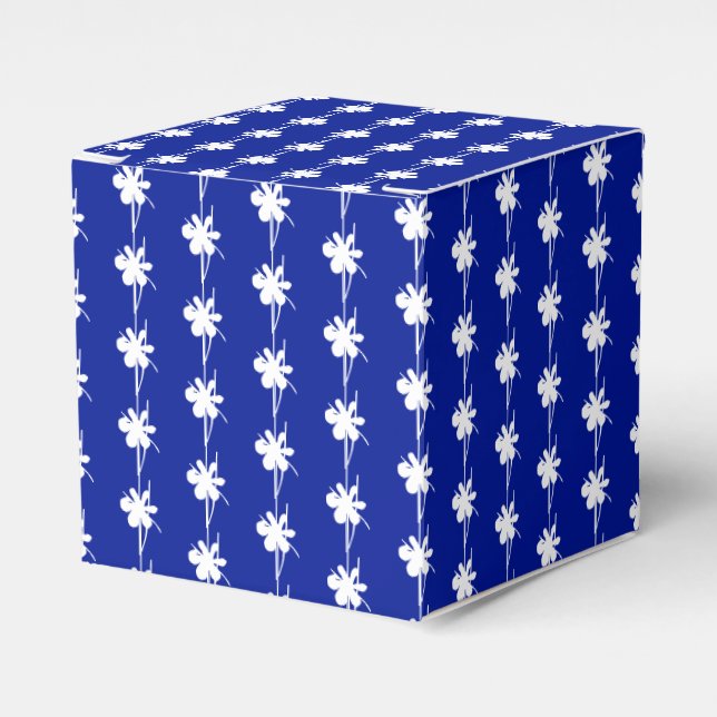 Caja Para Regalos Estrella blanca de nieve patrón cobalto azul (Costado Anverso)