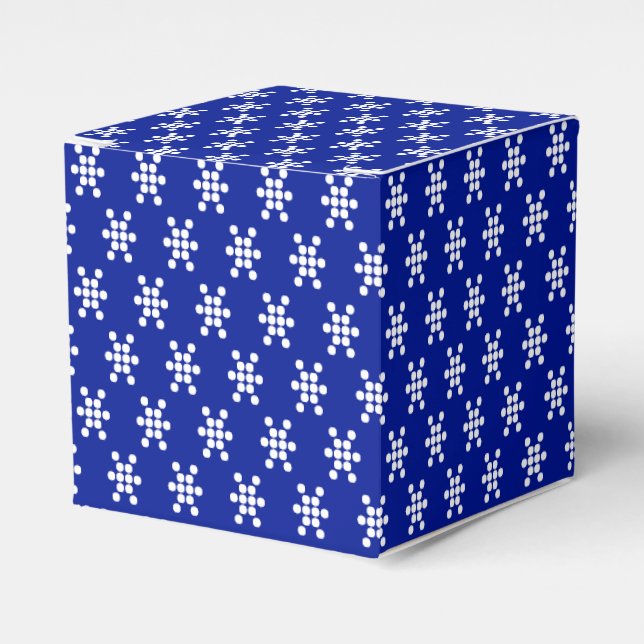 Caja Para Regalos Estrella de nieve blanca puntos patrón regalo azul (Costado Anverso)