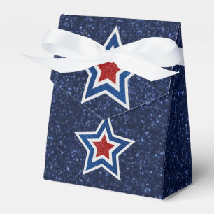 Caja Para Regalos Estrella Roja, Blanca y Azul de Glitter 4 de Julio