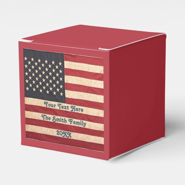 Caja Para Regalos Estrellas antiguas y rayas Bandera estadounidense  (Costado Anverso)