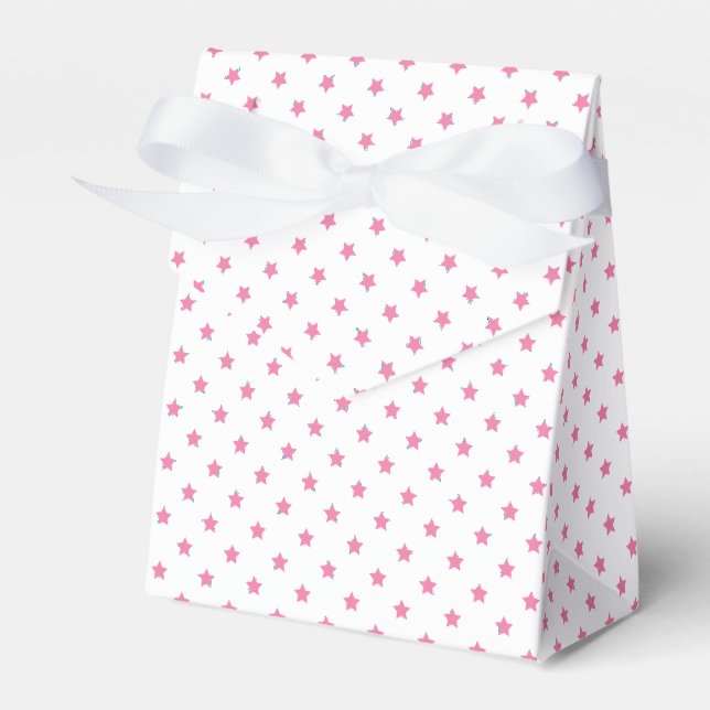 Caja Para Regalos Estrellas Clásicas Rosa Fuchsia - Blanco  (Front Side)