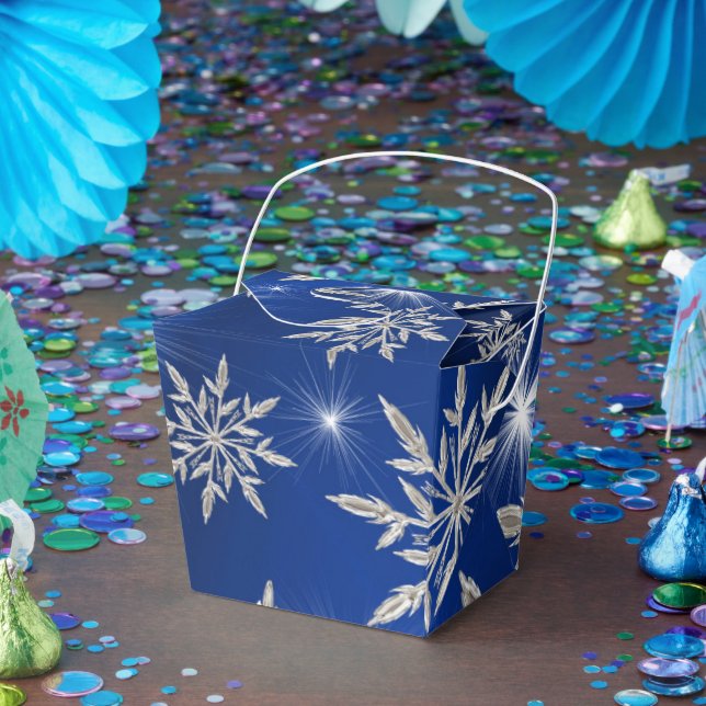 Caja Para Regalos Estrellas de Navidades azules con cristal de hielo (Fiesta)
