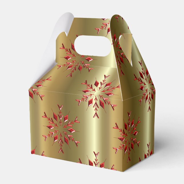 Caja Para Regalos Estrellas de Navidades rojos sobre oro (Reverso)