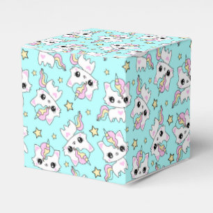 Caja Para Regalos estrellas de unicornio lindo sobre fondo cyan