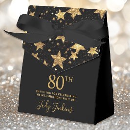 Caja Para Regalos Estrellas doradas de cumpleaños número 80, gracias