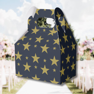 Caja Para Regalos Estrellas doradas sobre azul marino – Elegante y a