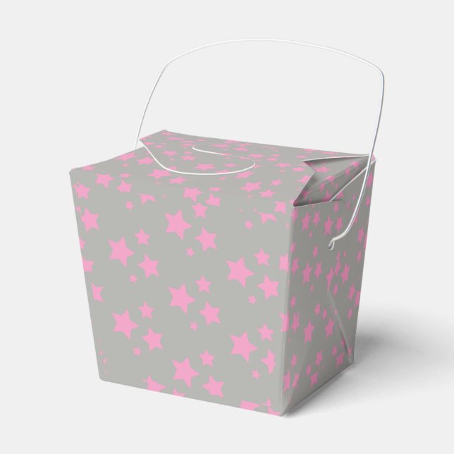 Caja Para Regalos Estrellas grises rosadas Diseño moderno (Front Side)