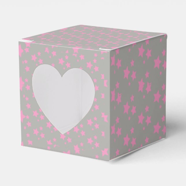 Caja Para Regalos Estrellas grises rosadas Diseño moderno (Anverso)