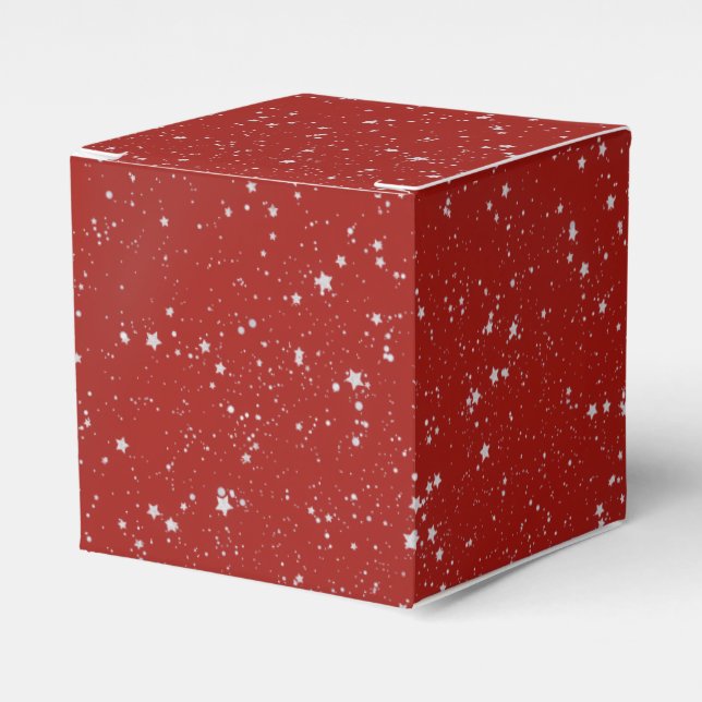 Caja Para Regalos Estrellas purpurinas - Rojo plateado (Costado Anverso)