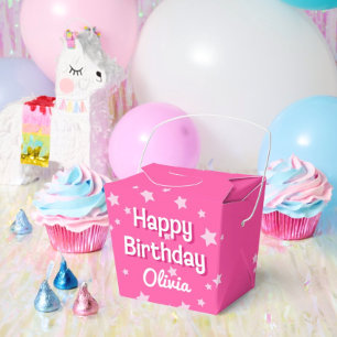 Caja Para Regalos Estrellas rosadas de Bonito retro Feliz cumpleaños