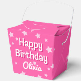 Caja Para Regalos Estrellas rosadas de Bonito retro Feliz cumpleaños