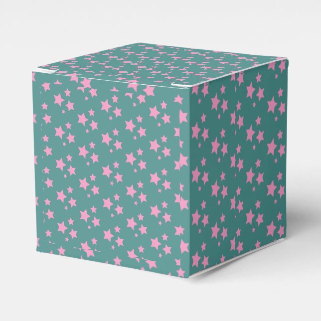 Caja Para Regalos Estrellas Verde azuladas azul verde rosa Estrellas (Costado Anverso)