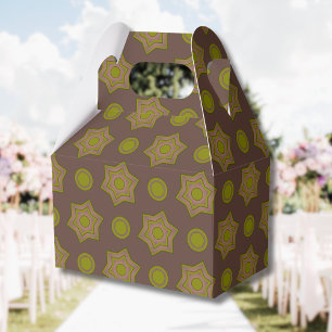 Caja Para Regalos Estrellas y círculos en marrón y verde