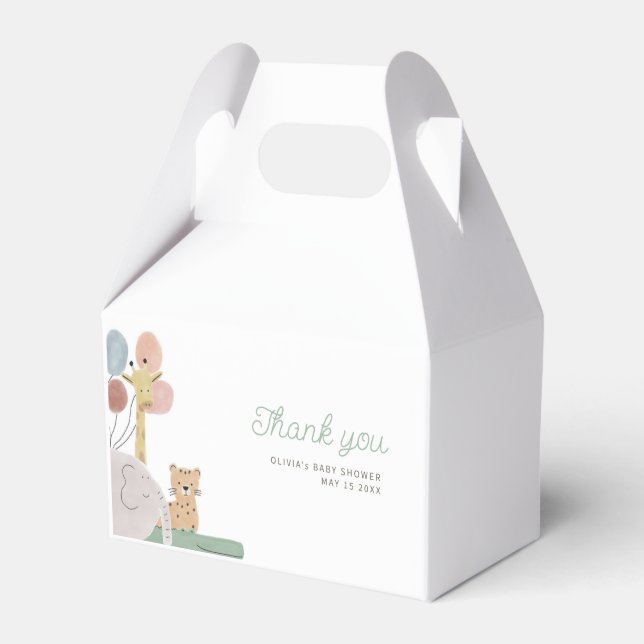 Caja Para Regalos etiqueta de agradecimiento animal boho (Front Side)