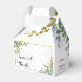 Caja Para Regalos Eucalipto acuarela verde y dorado