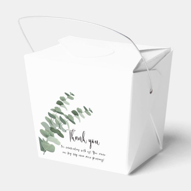 Caja Para Regalos Eucalipto Botánico Boda Negra y Blanca (Reverso)