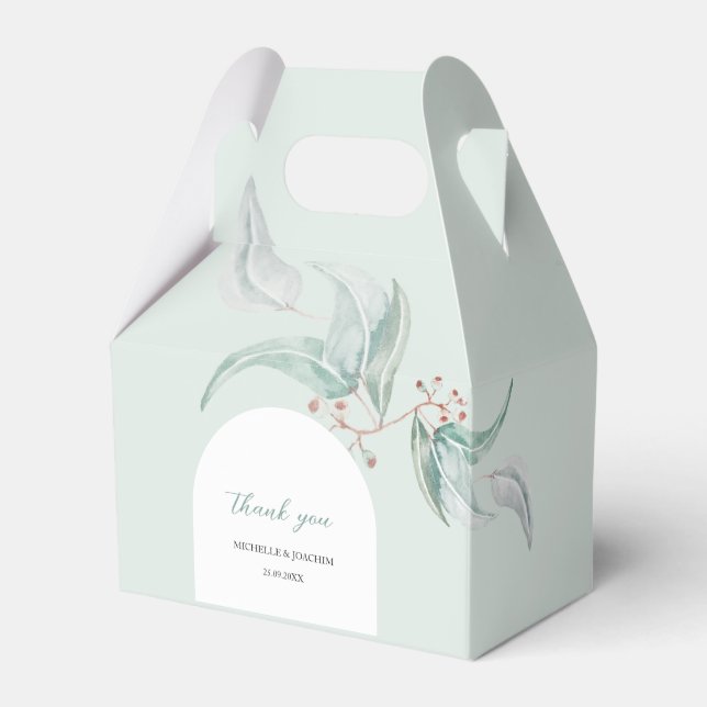 Caja Para Regalos Eucalipto Elegante Con Flores Acuarela (Front Side)