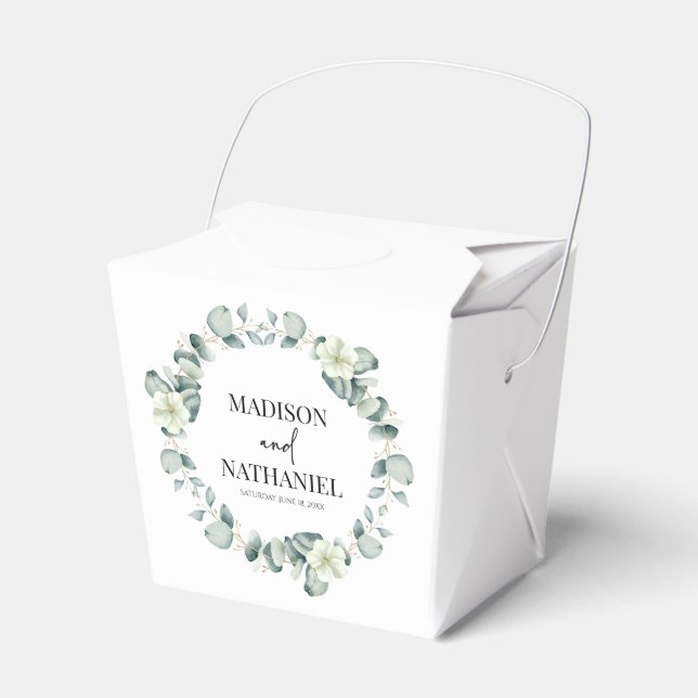 Caja Para Regalos Eucalipto verde deja Boda botánico de vegetación (Front Side)