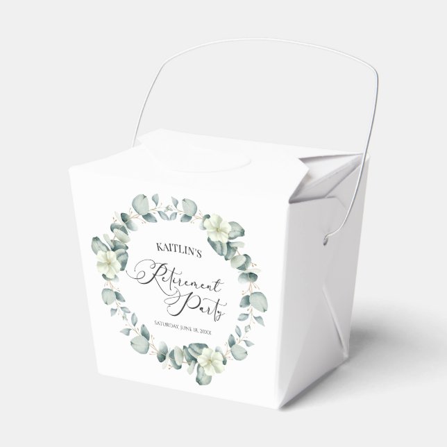 Caja Para Regalos Eucalipto verde deja Fiesta de jubilación botánica (Front Side)