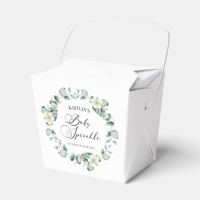Caja Para Regalos Eucalipto Verde Sale Bebé Botánico Espolvoroso (Front Side)