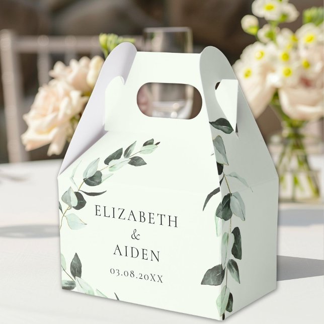 Caja Para Regalos Eucalyptus Boda Box Geschenkschachtel (Personalized Eucalyptus Wedding Box Geschenkschachtel with your Name & Date.)