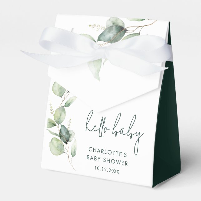 Caja Para Regalos Eucalyptus Botanical Watercolor Baby Shower (Front Side)