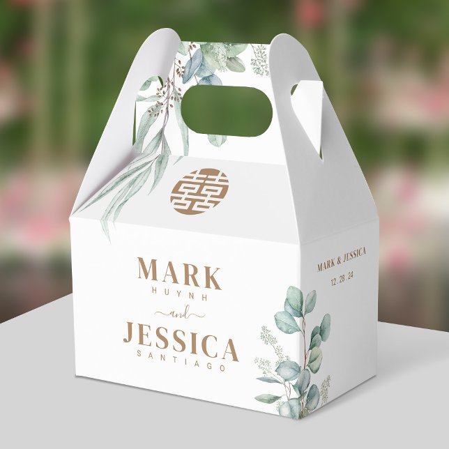 Caja Para Regalos Eucalyptus Doble Felicidad Boda Gracias (Subido por el creador)