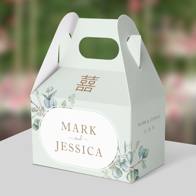 Caja Para Regalos Eucalyptus Doble Felicidad Boda Gracias (Subido por el creador)