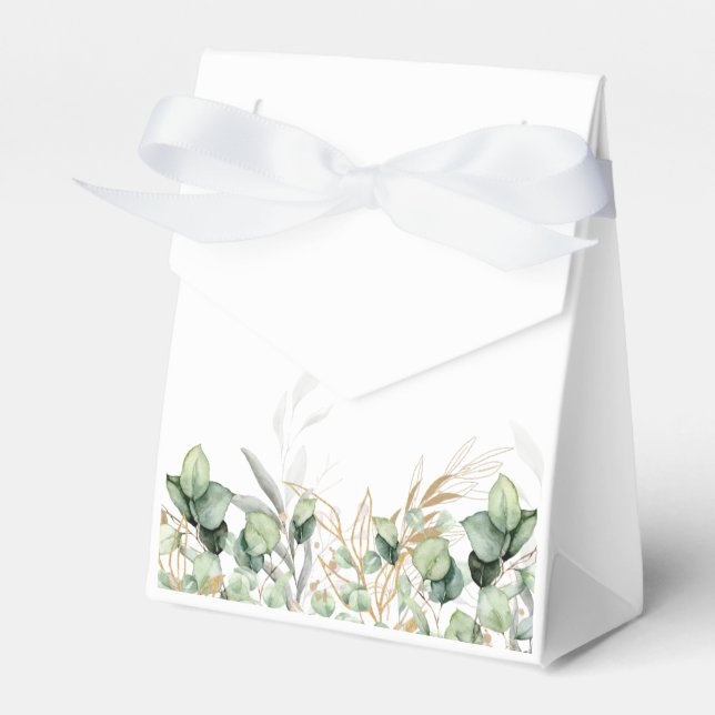 Caja Para Regalos Eucalyptus Green Leaf & Gold (Front Side)