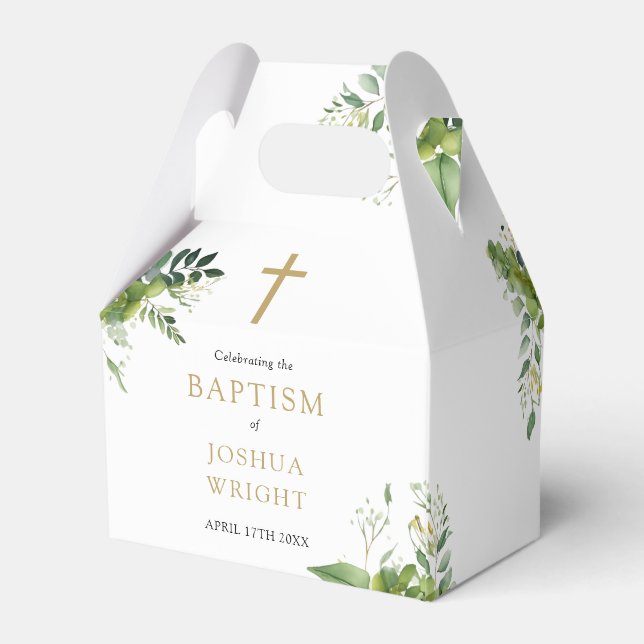 Caja Para Regalos Eucalyptus Greenery Baptism Christening (Reverso)