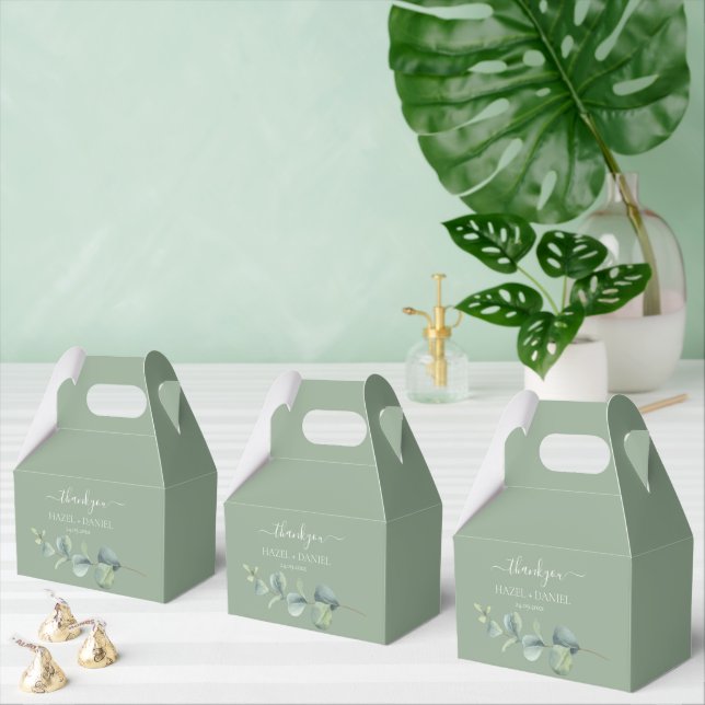 Caja Para Regalos Eucalyptus Greenery Boda Gracias (Múltiple)
