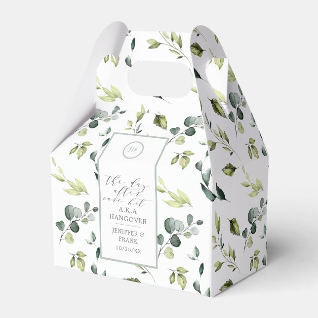 Caja Para Regalos Eucalyptus Greenery Hangover Kit Bridal GroomParty (Front Side)