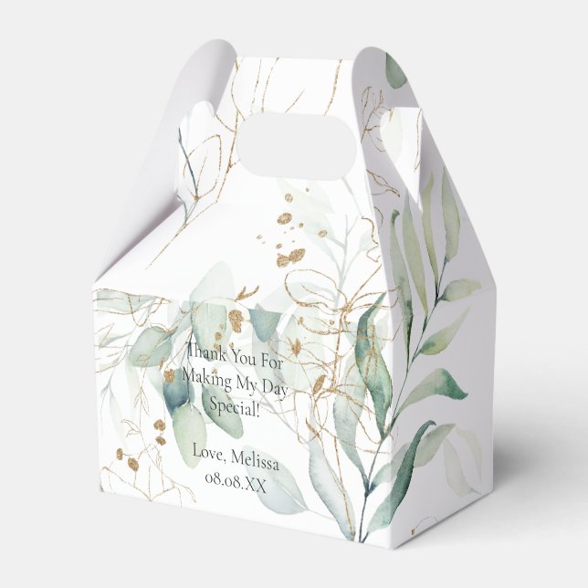Caja Para Regalos Eucalyptus Greenery Personalize Favor Box (Front Side)