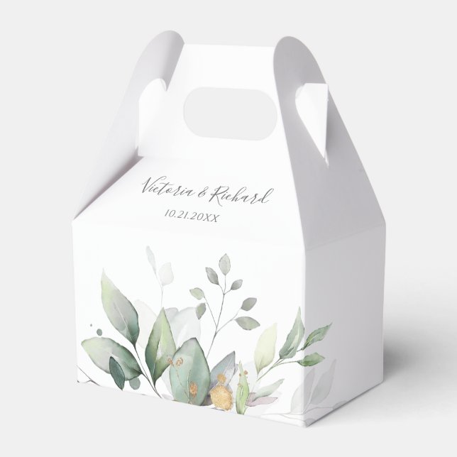 Caja Para Regalos Eucalyptus Greenery Watercolor Elegante Boda (Front Side)