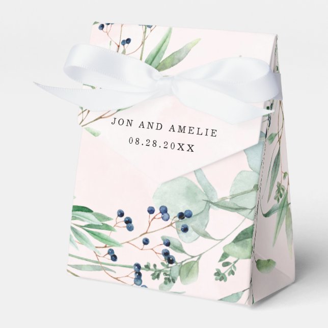 Caja Para Regalos Eucalyptus Greenery y Boda Rosa Rubor (Front Side)