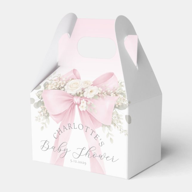 Caja Para Regalos Eucalyptus Pink Bow Baby in bloom Baby Shower (Front Side)