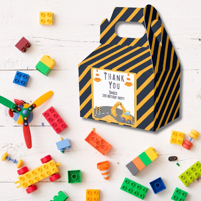 Caja Para Regalos Excavator Construction Cone Kids Fiesta de cumplea (Excavator Construction Cone Kids Birthday Party Favor Box)