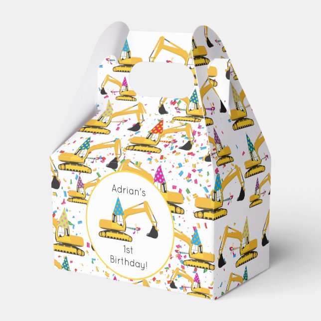 Caja Para Regalos Excavator Construction Truck Birthday Party (Front Side)