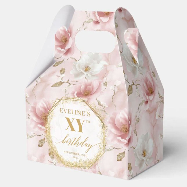 Caja Para Regalos Fabuloso Rubor Pink Boho Gold Birday Favxes (Fabulous Blush Pink Boho Gold Birthday Favor Boxes)